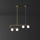 DecorBites™ Postmodern Gold Linear Island Pendant Light with Ivory Ball Glass - LED Hanging Lamp