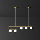 DecorBites™ Postmodern Gold Linear Island Pendant Light with Ivory Ball Glass - LED Hanging Lamp