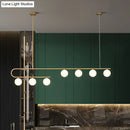 DecorBites™ Postmodern Gold Linear Island Pendant Light with Ivory Ball Glass - LED Hanging Lamp