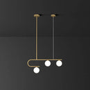 DecorBites™ Postmodern Gold Linear Island Pendant Light with Ivory Ball Glass - LED Hanging Lamp