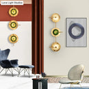 Postmodern gold and olive glass disc wall sconce living room lamp