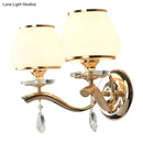 Postmodern gold and white glass crystal drop wall sconce bedroom light