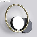 DecorBites™ Postmodern Gold and Black Ring Wall Mounted Sconce Lamp - 1-Light Metallic Fixture