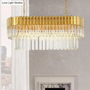 Postmodern gold & clear crystal island light fixture dining room