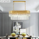 Postmodern gold & clear crystal island light fixture dining room
