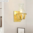 Postmodern gold clear glass wall lamp living room metal frame sconce