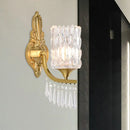 Postmodern gold column crystal wall lamp bedroom lighting fixture
