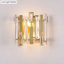 Postmodern gold crystal block wall light fixture living room
