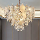 Postmodern gold crystal leaves chandelier for living room