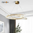 Postmodern gold crystal ring light for living room chandelier
