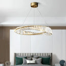 Postmodern gold crystal ring light for living room chandelier