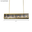 DecorBites™ Gold Crystal Rod Island Light: Postmodern Pendant Fixture with 4 Rectangle Heads