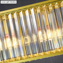 DecorBites™ Gold Crystal Rod Island Light: Postmodern Pendant Fixture with 4 Rectangle Heads