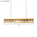 DecorBites™ Gold Crystal Rod Island Light: Postmodern Pendant Fixture with 4 Rectangle Heads