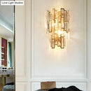 DecorBites™ Postmodern Gold Sconce with Crystal Rectangle Shade - 2 Bulbs - Living Room Wall Lamp