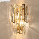 DecorBites™ Postmodern Gold Sconce with Crystal Rectangle Shade - 2 Bulbs - Living Room Wall Lamp