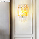 DecorBites™ Postmodern Faceted Crystal Gold Sconce Light - Half-Cylinder Wall Mount for Bedroom
