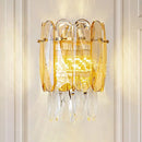 DecorBites™ Postmodern Faceted Crystal Gold Sconce Light - Half-Cylinder Wall Mount for Bedroom