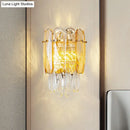 DecorBites™ Postmodern Faceted Crystal Gold Sconce Light - Half-Cylinder Wall Mount for Bedroom