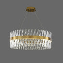 Postmodern gold finish geometric k9 crystal pendant light bedroom