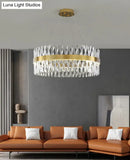 Postmodern gold finish geometric k9 crystal pendant light bedroom