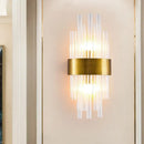 Postmodern gold fluted crystal wall sconce bedroom 110v-120v light