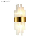 Postmodern gold fluted crystal wall sconce bedroom 110v-120v light