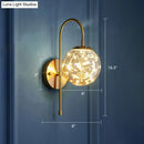 Postmodern gold glass globe wall light fixture bedroom starry led