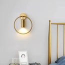 DecorBites™ Postmodern Metallic Wall Mount Sconce Light with Halo Ring - 1 Head Bedside Solution