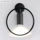 DecorBites™ Postmodern Metallic Wall Mount Sconce Light with Halo Ring - 1 Head Bedside Solution