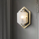 Postmodern gold hexagon wall lamp bedroom glass shade sconce lighting