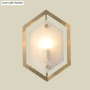 Postmodern gold hexagon wall lamp bedroom glass shade sconce lighting