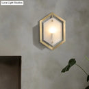 Postmodern gold hexagon wall lamp bedroom glass shade sconce lighting