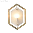 Postmodern gold hexagon wall lamp bedroom glass shade sconce lighting