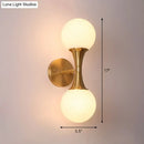 Postmodern gold milk glass globe sconce light living room wall lamp