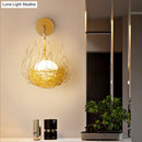 Postmodern gold nest globe glass wall light fixture bedroom sconce