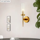 DecorBites™ Postmodern Cylindrical Wall Mount Light in Gold with Clear Ribbed Glass - Perfect for Stairway Lighting
