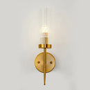 DecorBites™ Postmodern Cylindrical Wall Mount Light in Gold with Clear Ribbed Glass - Perfect for Stairway Lighting