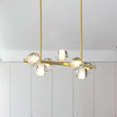Postmodern gold seeded crystal suspension globe light dining room