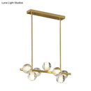 Postmodern gold seeded crystal suspension globe light dining room