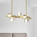 Postmodern gold seeded crystal suspension globe light dining room