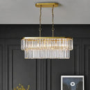 Postmodern gold two tier crystal oval island ceiling light dining room