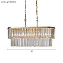 Postmodern gold two tier crystal oval island ceiling light dining room