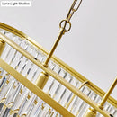 Postmodern gold two tier crystal oval island ceiling light dining room