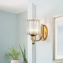 Postmodern gold wall lamp with prismatic crystal shade bedroom sconce
