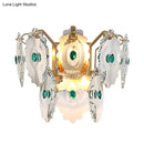 DecorBites™ Postmodern 2-Light Wall Sconce with Clear Crystal and Green/Gold Gem Accent