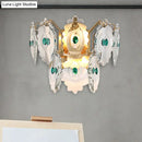 DecorBites™ Postmodern 2-Light Wall Sconce with Clear Crystal and Green/Gold Gem Accent