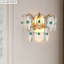 DecorBites™ Postmodern 2-Light Wall Sconce with Clear Crystal and Green/Gold Gem Accent