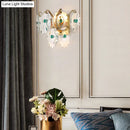 DecorBites™ Postmodern 2-Light Wall Sconce with Clear Crystal and Green/Gold Gem Accent