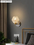 Postmodern luxury led wall lamp gold crystal sconce bedroom light